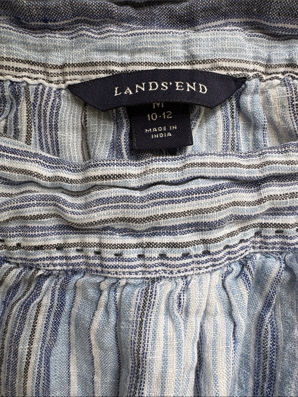 Lands' End Light Blue Striped Peasant Blouse - Picture 2 of 6